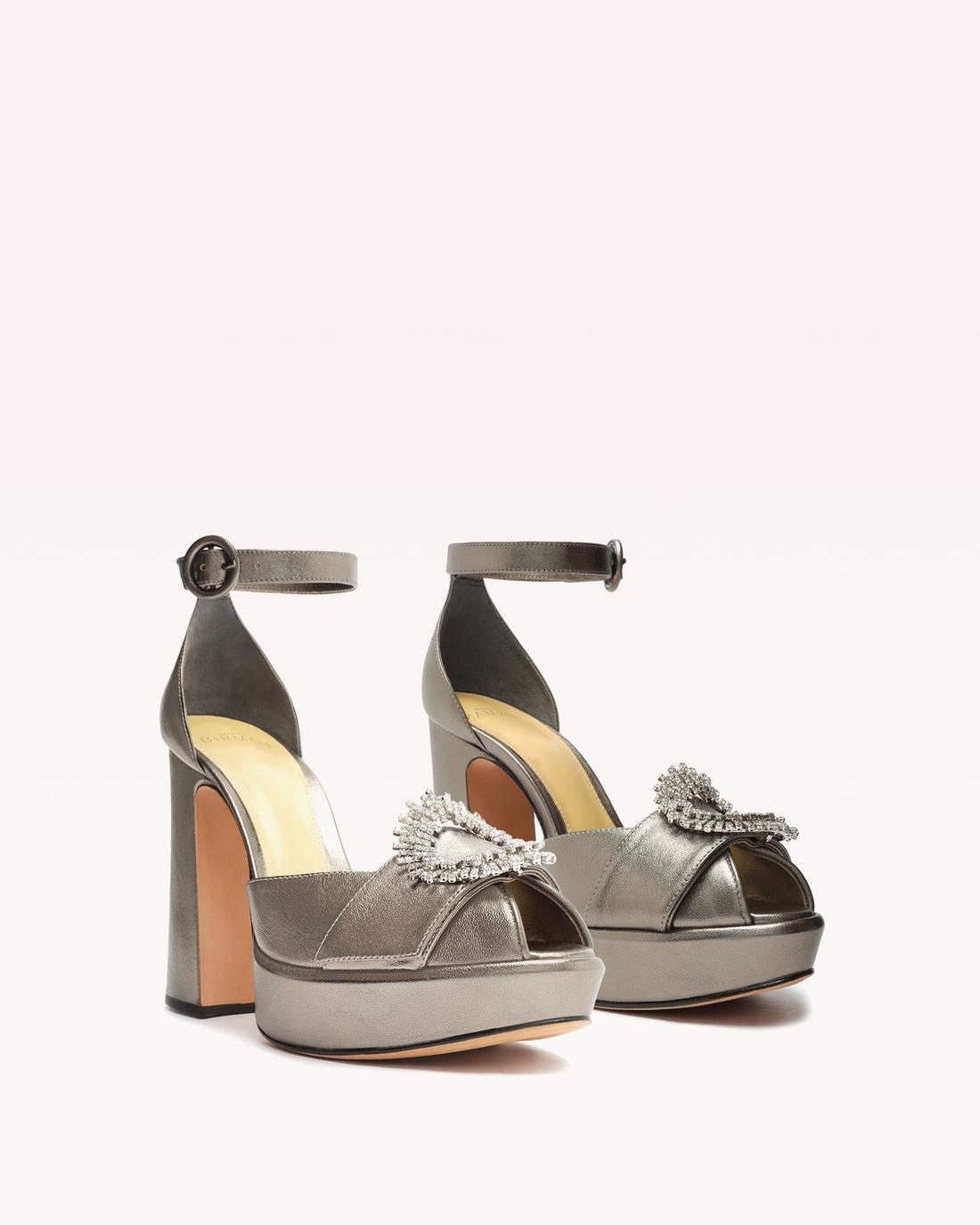 Alexandre Birman Madelina Curve 120 Pewter Metallic Platform Sandals Eu 36
